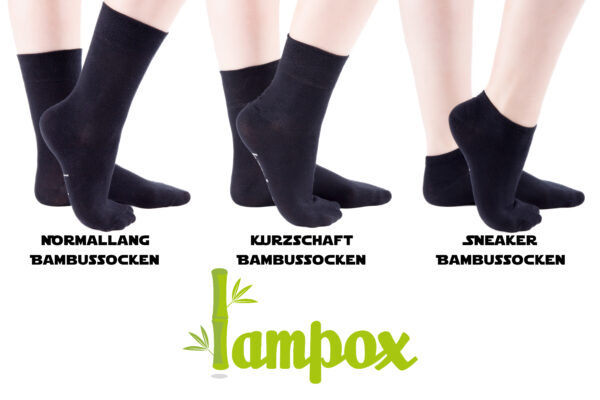 Drei verschiedene Socken von lampox: normallang, Kurzschaft und Sneaker