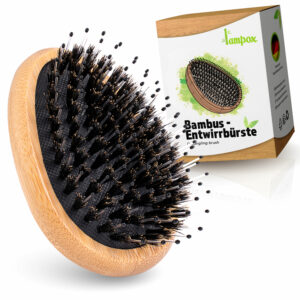Bambus-Entwirrbürste, Egg brush mit Wildschweinborsten