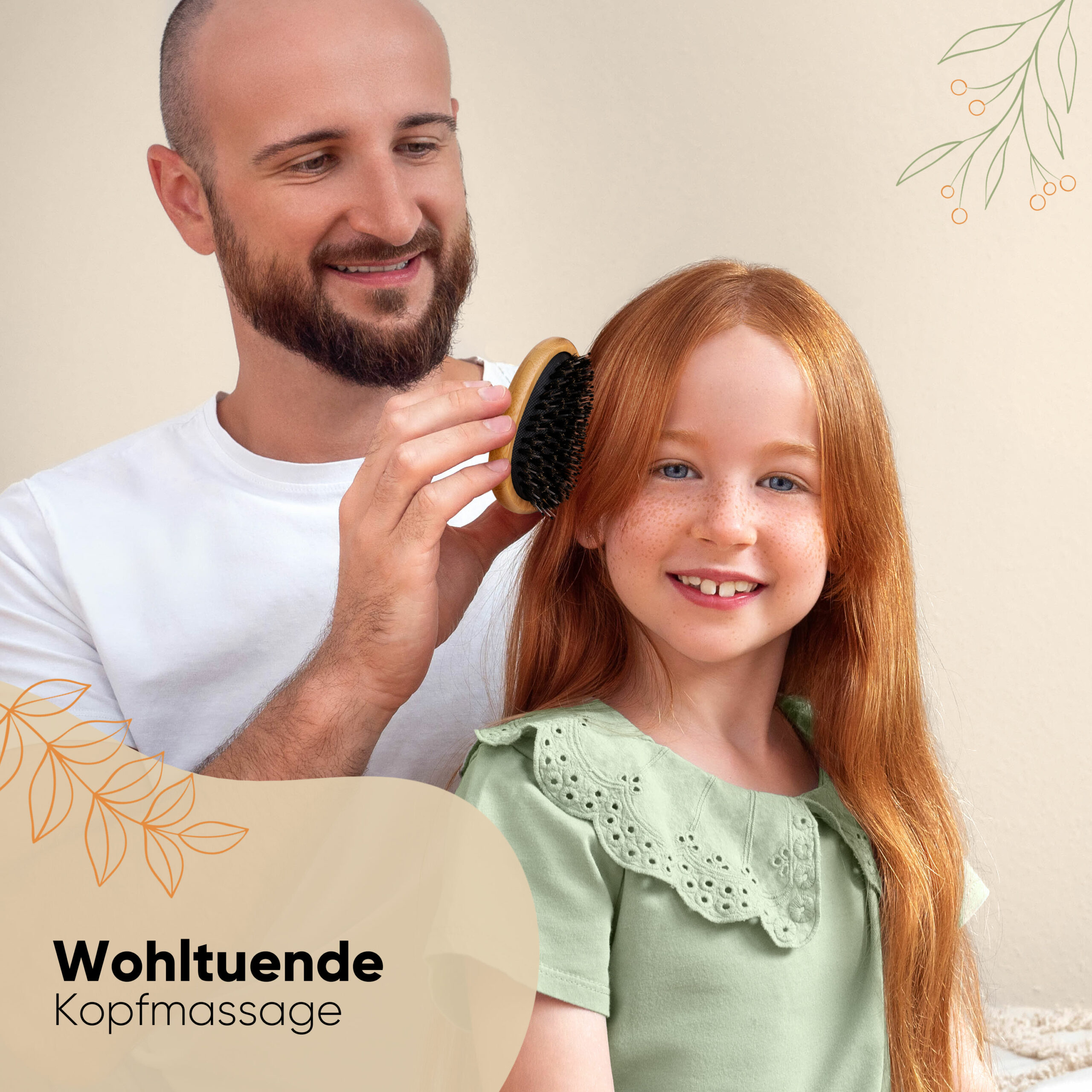 Bambus-Entwirrbürste, Egg brush mit Wildschweinborsten – Bild 6