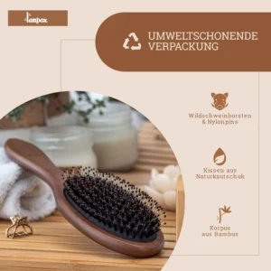 Eine Haarbürste mit Wildschweinborsten eignet sich hervorragend für die tägliche Haarpflege von Damen, Herren und Kindern und hilft dabei, das Haar schonend zu entwirren und zu glätten.