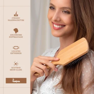 Die Paddle Brush, auch bekannt als Paddlebrush oder Paddel Bürste, ist eine große, flache Bürste mit weichen Borsten, die sich ideal zum Glätten und Entwirren von langem Haar eignet.