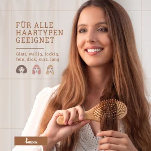 Eine Anti-Frizz-Haarbürste kann helfen, krauses Haar zu bändigen und ihm ein glattes, seidiges Aussehen zu verleihen.