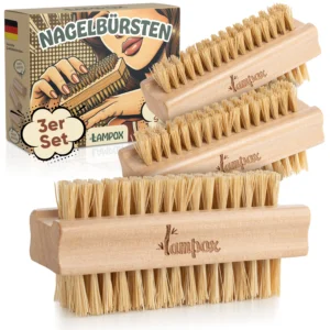 Nagelbürsten 3er Set – mit Sisalborsten & Bambus – doppelseitig für sanfte & gründliche Handreinigung