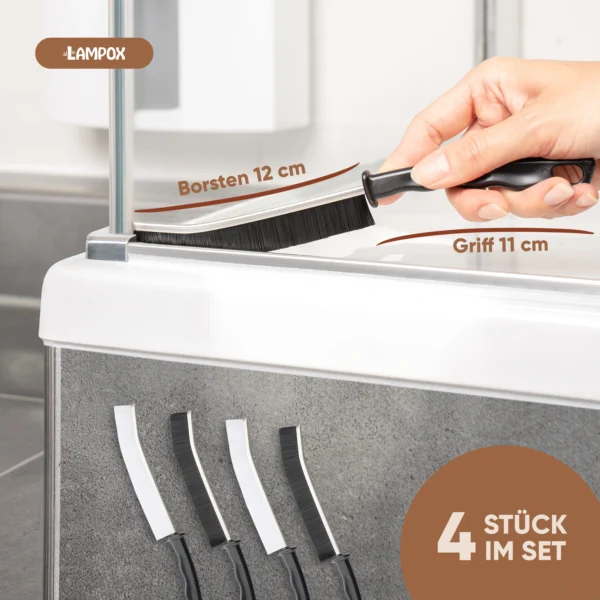 Fugenbürsten 4er Set – Edelstahlgriff & harte Nylonborsten – ideal für Fugen, Armaturen, Küche & Bad – Bild 2