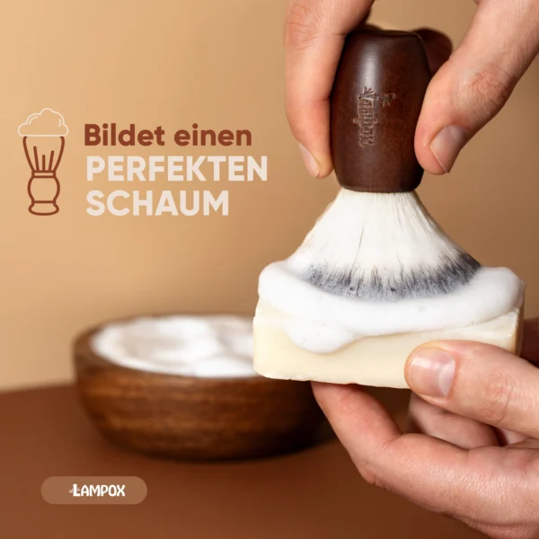 Rasierpinsel – vegane Borsten & Buchenholzgriff – perfekte Schaumbildung wie beim Barbier – Bild 3