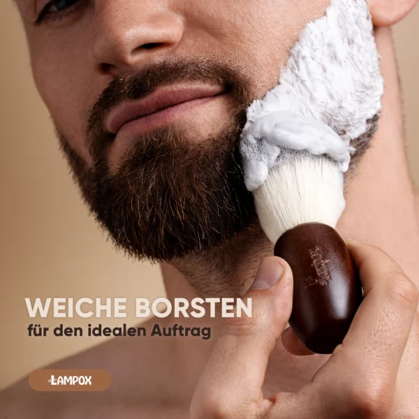 Rasierpinsel – vegane Borsten & Buchenholzgriff – perfekte Schaumbildung wie beim Barbier – Bild 4