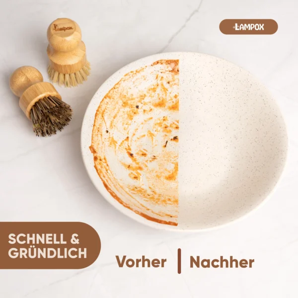 Bambus Topfbürsten, 2er Set – mit Kokos- & Nylonborsten – ideale Scheuerbürsten für Küche & Geschirr – Bild 4