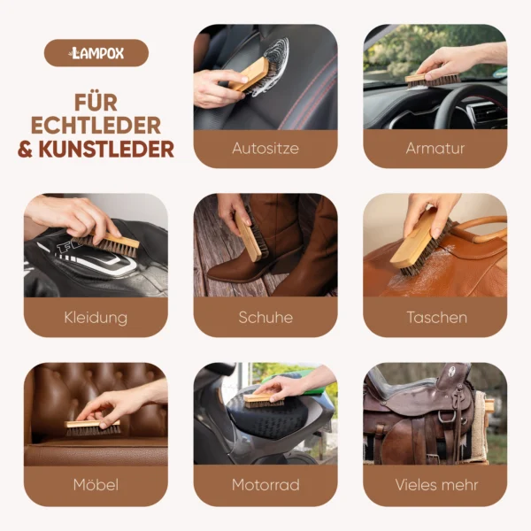 Lederbürste – Bambusgriff & Pferdehaarborsten für empfindliches Leder – Bild 6