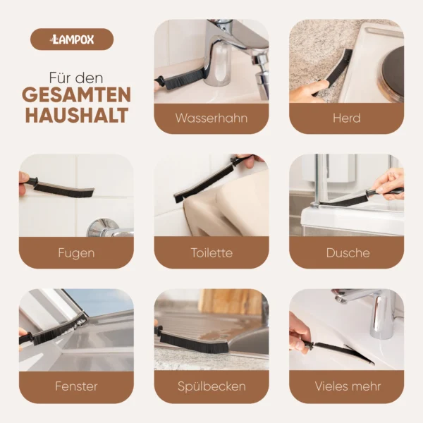 Fugenbürsten 4er Set – Edelstahlgriff & harte Nylonborsten – ideal für Fugen, Armaturen, Küche & Bad – Bild 6