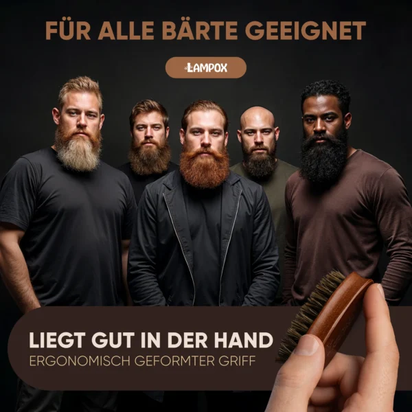Bartbürsten Doppelpack – Wildschweinborsten & Nylon – kompakte Bartpflegebürsten aus Buchenholz – Bild 6