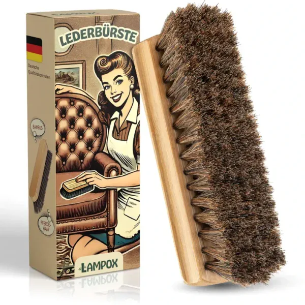 Lederbürste – Bambusgriff & Pferdehaarborsten